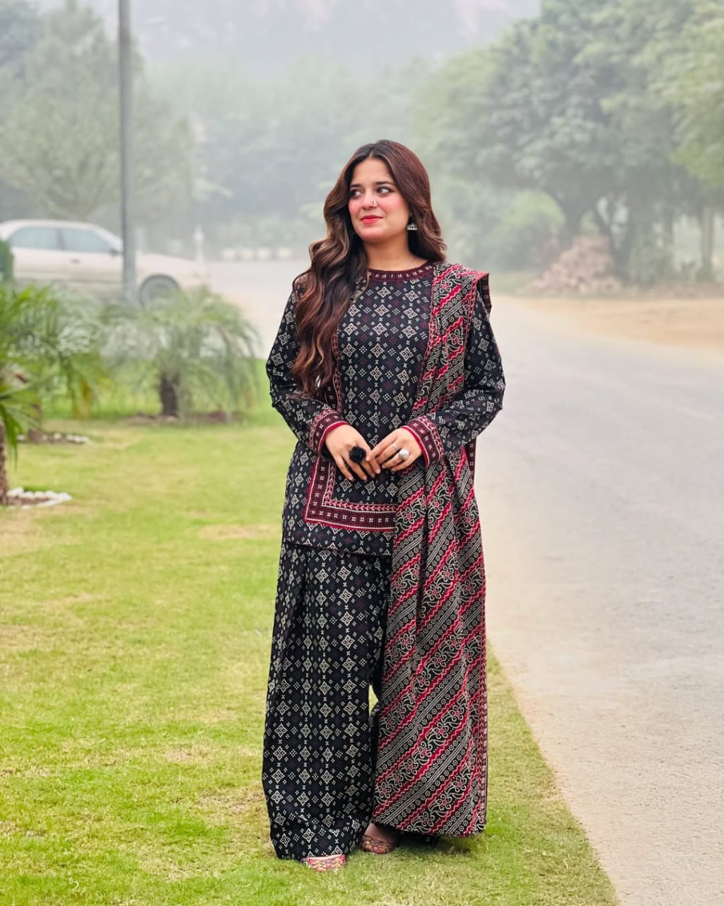 Ajrak 3pc Suit Lawn Collection with Farshi