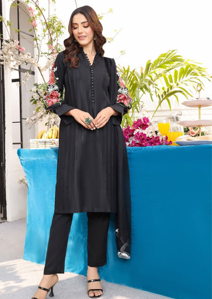 Hoor Flower Embroidery 2-Piece Stitched Dress